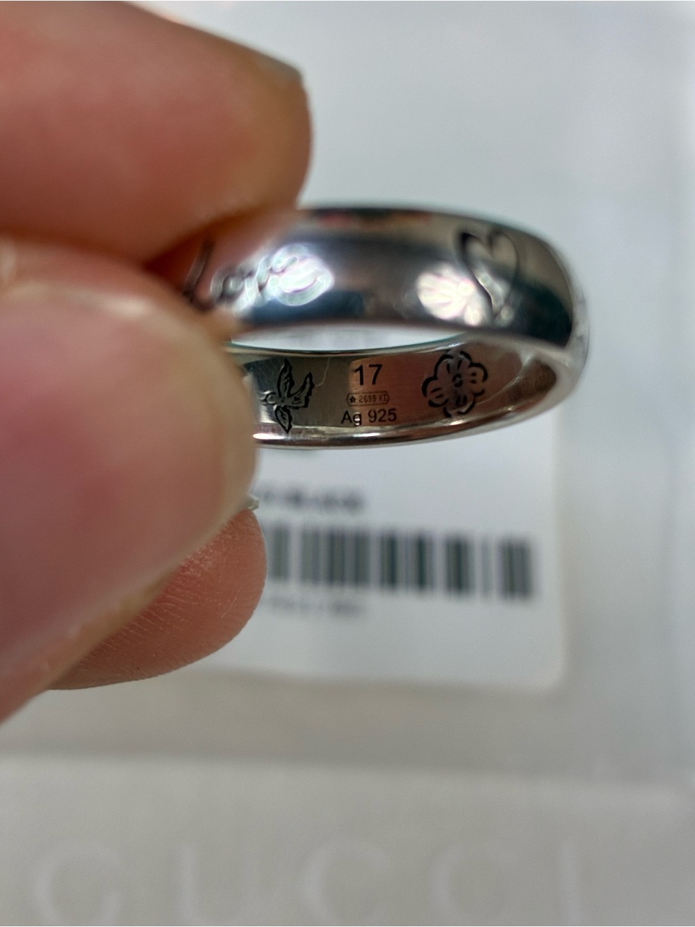 NWT Gucci Silver 925 Blind For Love GG Ring - IT Size 17 = 7.75 US - Picture 8 of 10